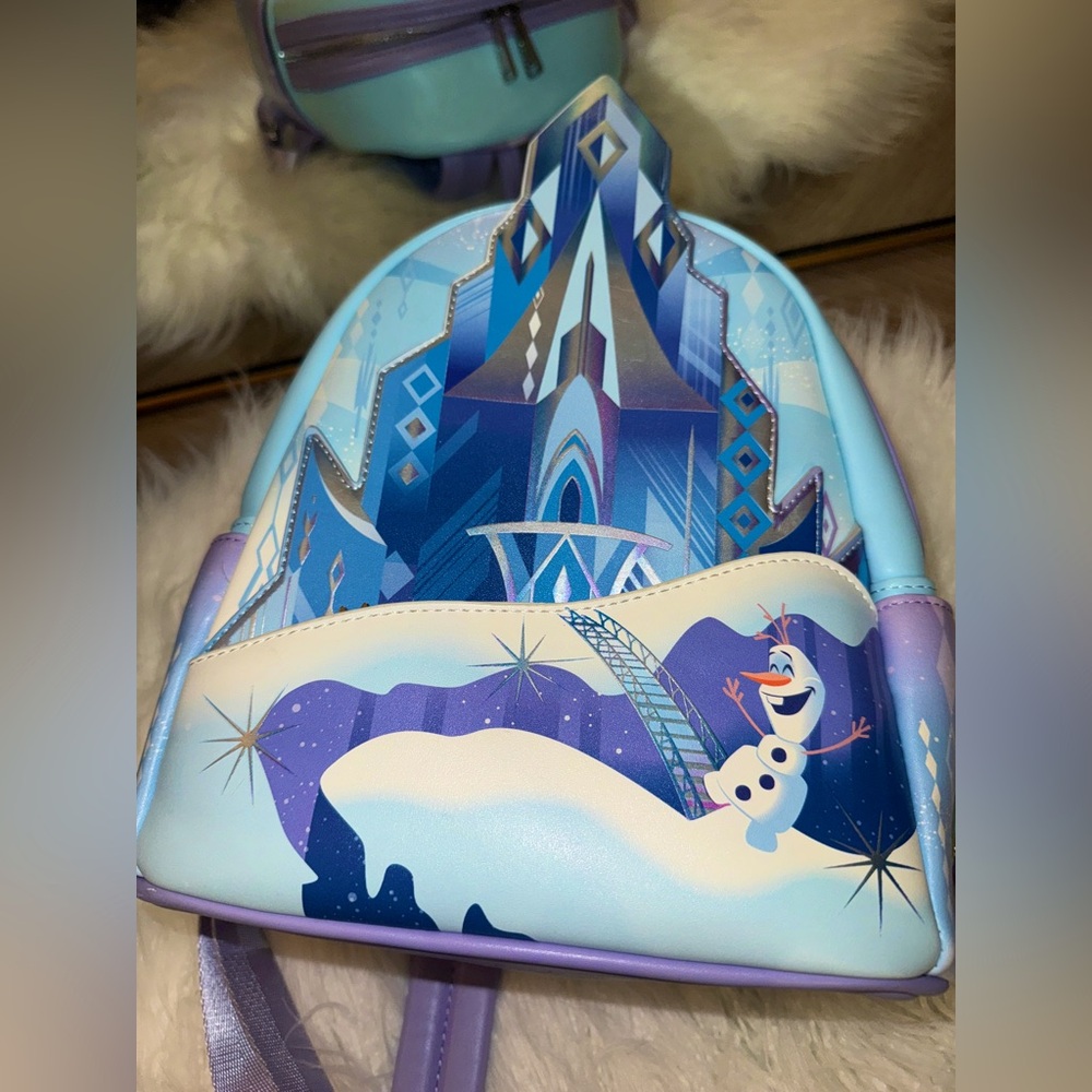 Loungefly Frozen Castle Mini Backpack - Light Blue & Purple
